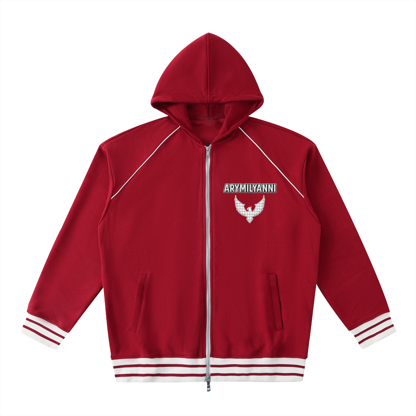 Arymilyanni Striped Trim Unisex Zip-Up Hoodie
