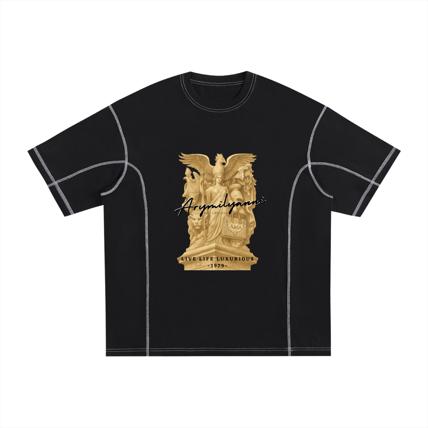 Stitch-Line Tee – Classic Cotton (Black)