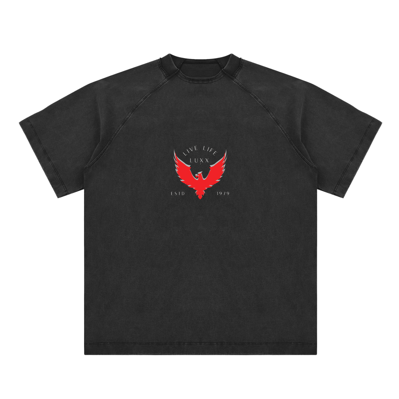 Vintage Washed Raglan Tee – Black