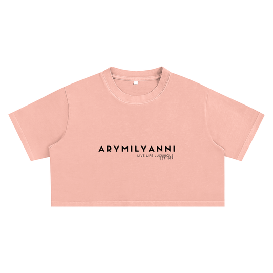 Snow Washed Crop Top – Medium Grey