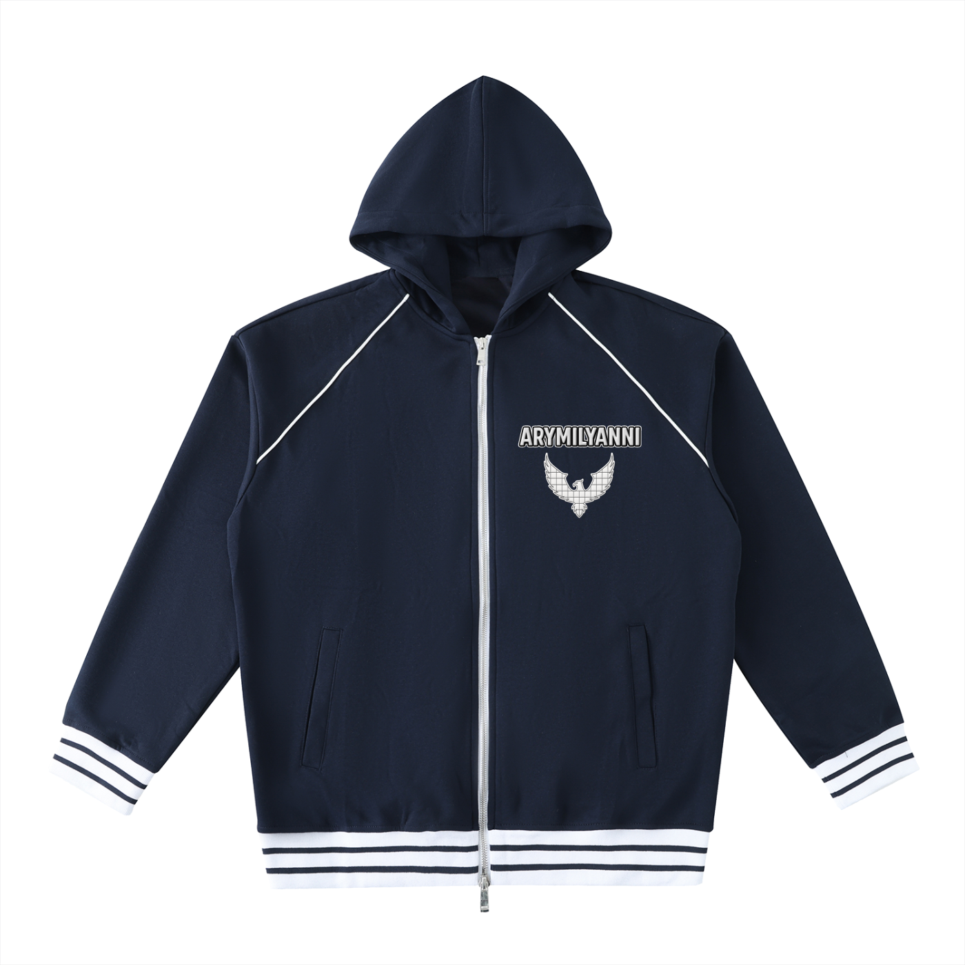 Arymilyanni Striped Trim Unisex Zip-Up Hoodie