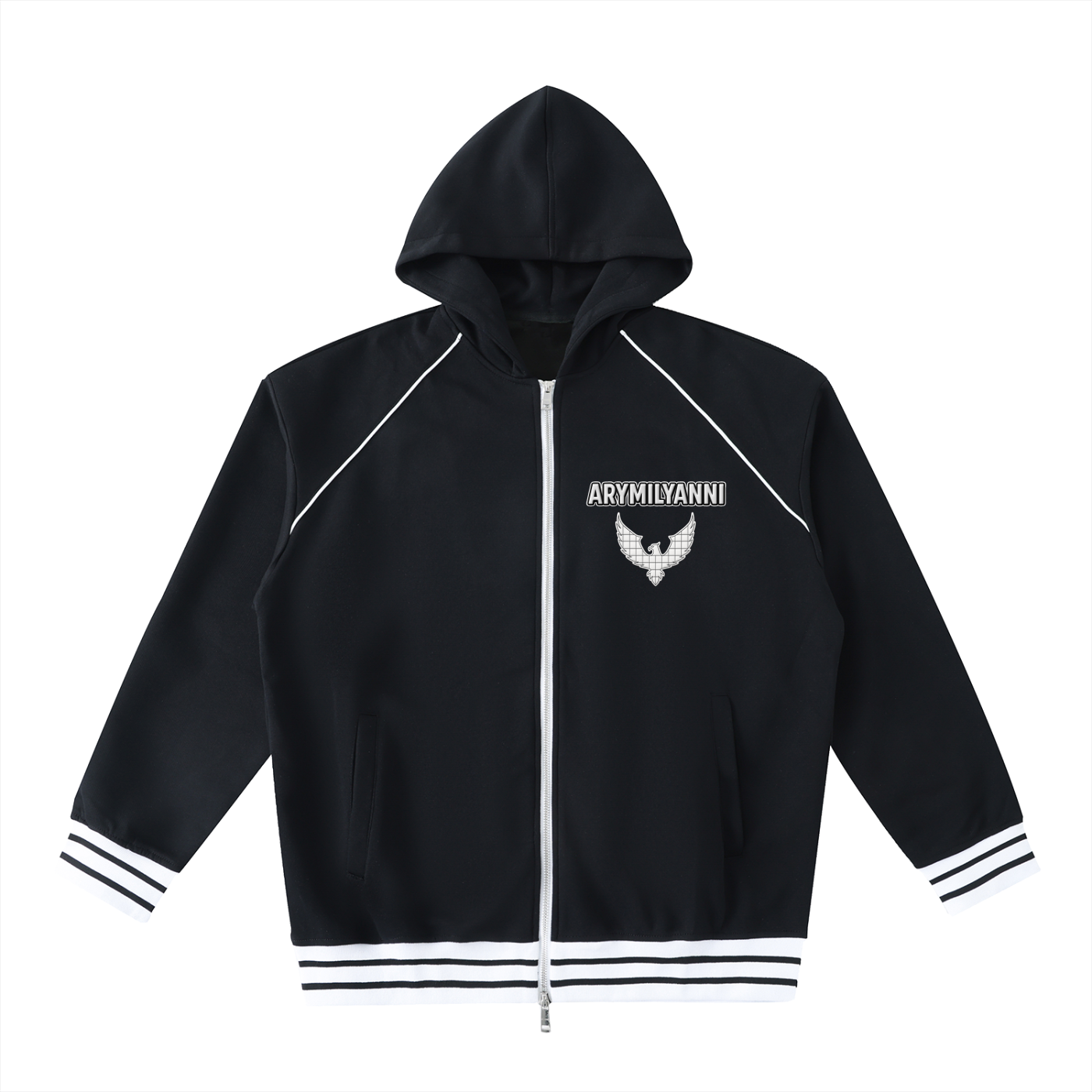 Arymilyanni Striped Trim Unisex Zip-Up Hoodie