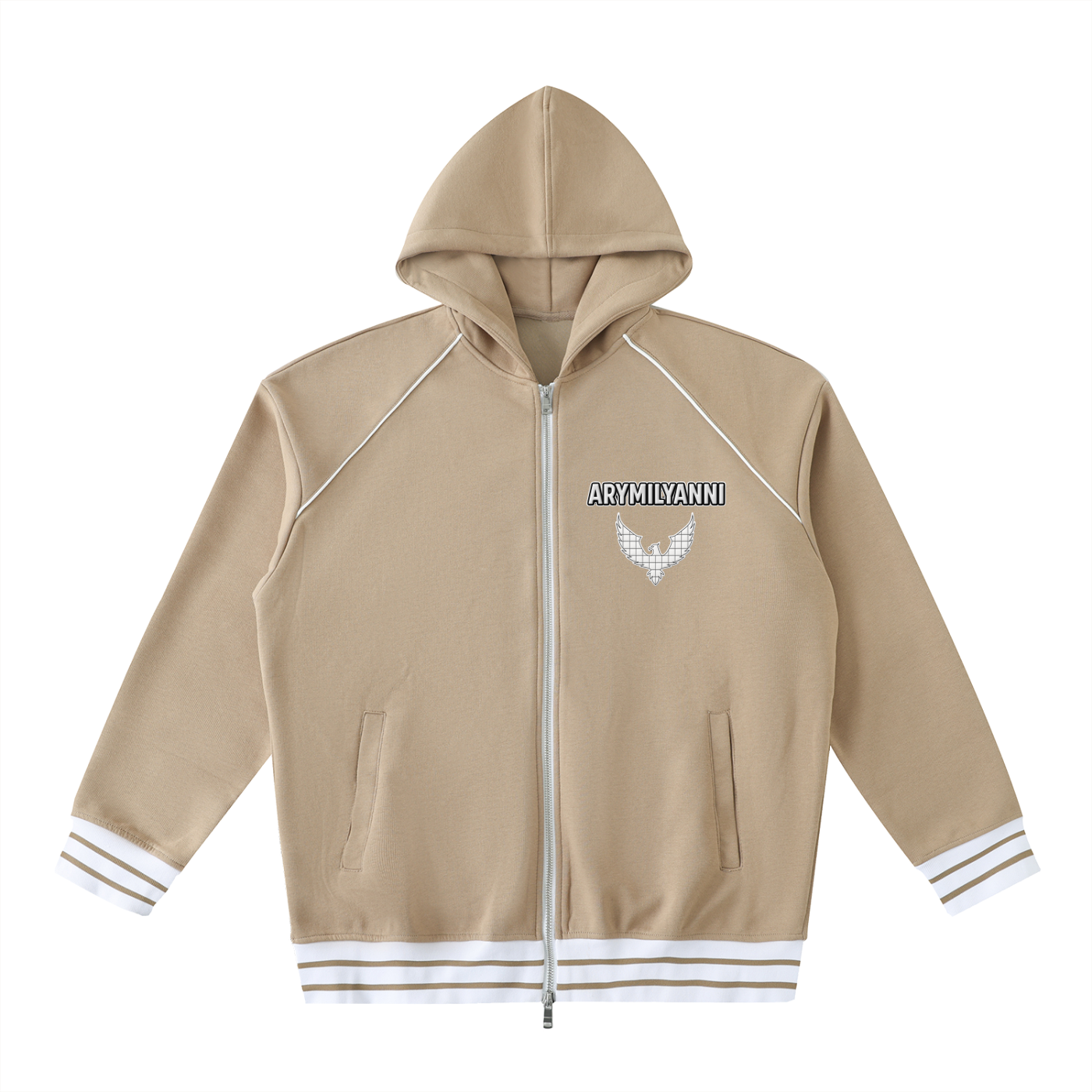 Arymilyanni Striped Trim Unisex Zip-Up Hoodie
