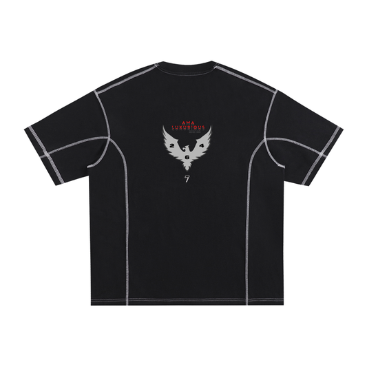 Stitched Cotton T-Shirt – Black