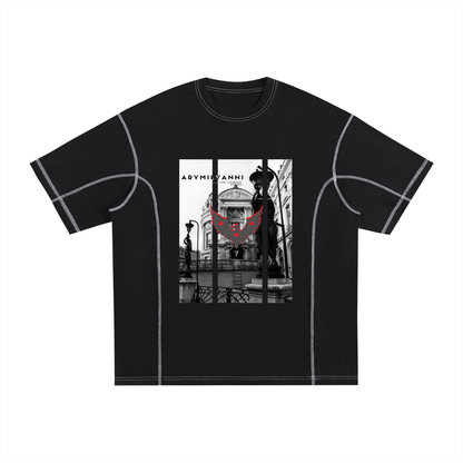 Stitched Cotton T-Shirt – Black