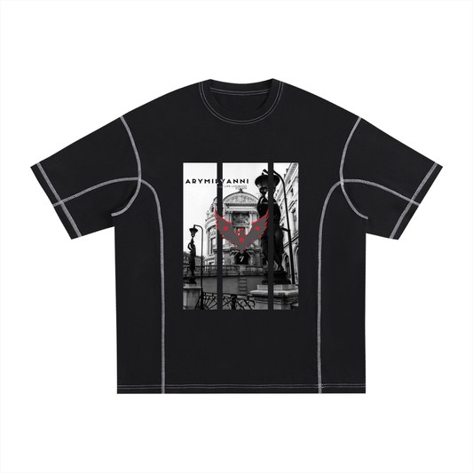 Stitched Cotton T-Shirt – Black