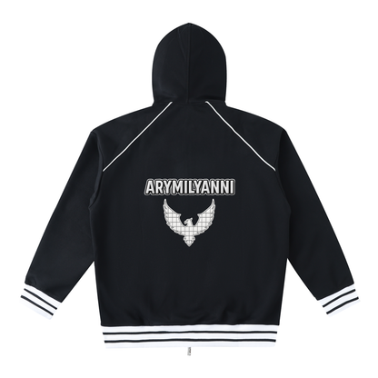 Arymilyanni Striped Trim Unisex Zip-Up Hoodie