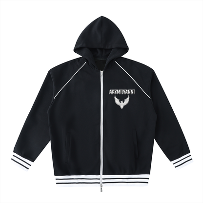 Arymilyanni Striped Trim Unisex Zip-Up Hoodie