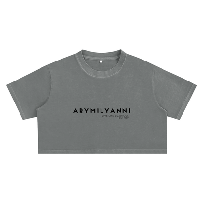 Snow Washed Crop Top – Medium Grey