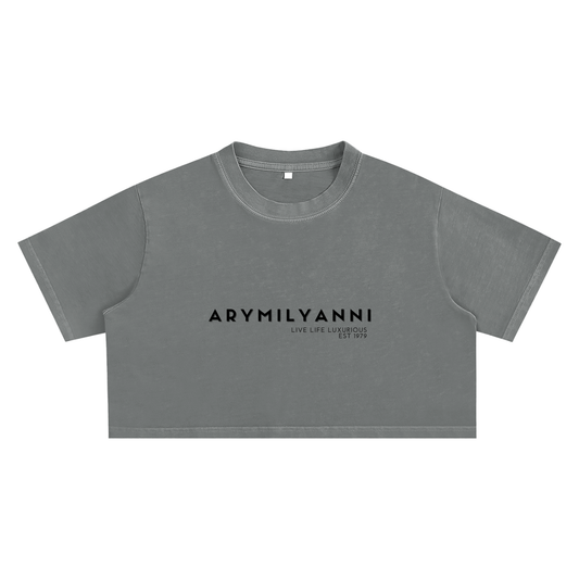 Snow Washed Crop Top – Medium Grey